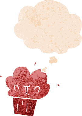 Düşünce baloncuklu çizgi film keki grunge sıkıntılı retro desenli bir insan tarafından çizilmiş