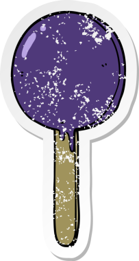 Bir insan tarafından çizilmiş bir lolipopun sıkıntılı çıkartması.