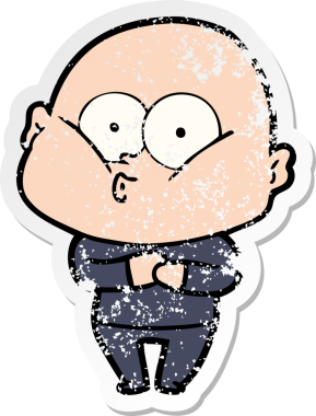 Bir insan tarafından çizilmiş kel bir adamın sıkıntılı çıkartması.