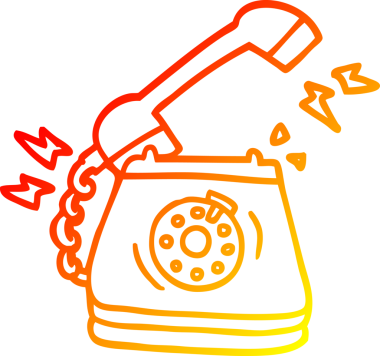 Bir insan tarafından çizilmiş, çizgi film çalan bir telefonun sıcak gradyan çizimi