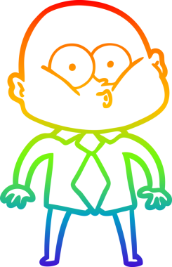 Gökkuşağı gradyan çizgi çizimi bir insan tarafından çizilmiş kel bir adamın çizimi