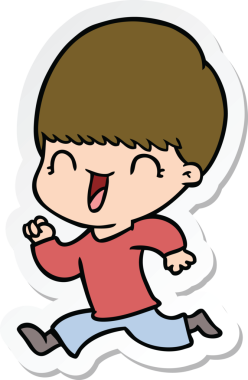 Bir insan tarafından çizilmiş mutlu bir çizgi film çocuğunun çıkartması.