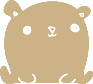 Bir insan tarafından çizilmiş şirin düz renkli çizgi film ayısı.