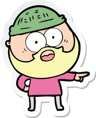 Bir insan tarafından çizilmiş sakallı bir adamın çıkartması.