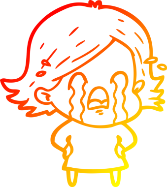 Bir insan tarafından çizilmiş, ağlayan bir çizgi kadın çizimi.