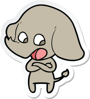 Bir insan tarafından çizilmiş şirin bir fil çıkartması.