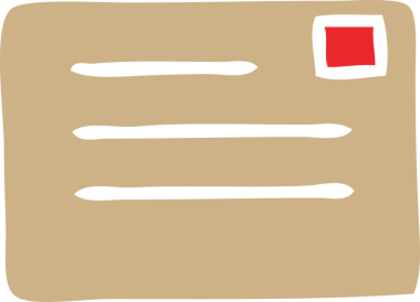 Bir insan tarafından çizilmiş kağıt zarfın düz renkli retro karikatürü