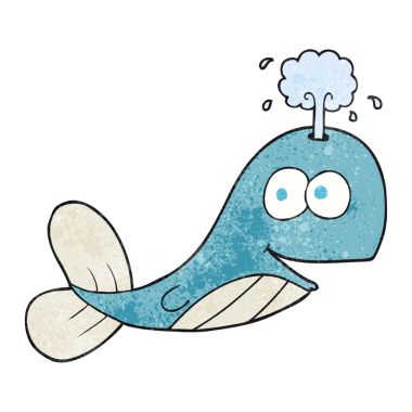 Bir insan tarafından çizilmiş el yapımı karikatür balinası.