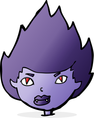 Bir insan tarafından çizilmiş vampir kafası.