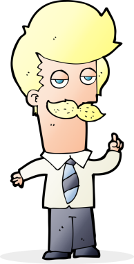 Bir insan tarafından çizilmiş bıyıklı çizgi film adamı.