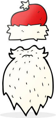 Bir insan tarafından çizilmiş el yazısıyla çizilmiş Noel Baba şapkası ve sakalı