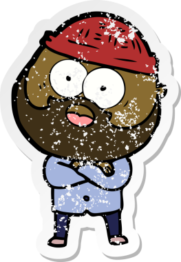 Bir insan tarafından çizilmiş sakallı bir adamın sıkıntılı çıkartması.