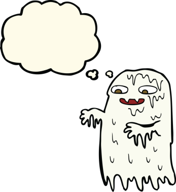 Düşünce baloncuğu insan tarafından çizilmiş iğrenç balçık hayaleti.