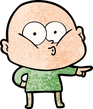 Bir insan tarafından çizilmiş kel bir adam.