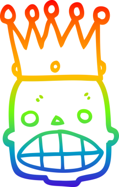 Gökkuşağı gradyan çizgi çizimi bir insan tarafından çizilmiş bir karikatür korkunç kafatası yüzü