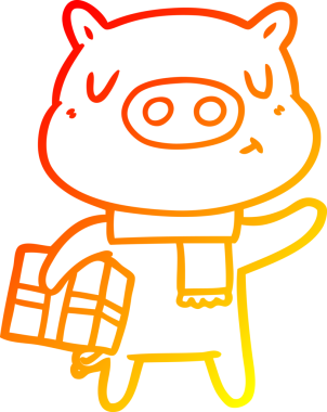 Bir insan tarafından çizilmiş bir çizgi film Noel domuzu çizimi.