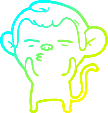 Bir insan tarafından çizilmiş şüpheli bir maymunun soğuk gradyan çizimi