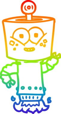 gökkuşağı gradyanı çizimi bir insan tarafından çizilmiş mutlu bir robot çizgi filmi.