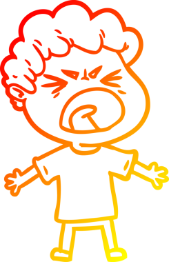 Bir insan tarafından çizilmiş kızgın bir adamın çizgi film çizimi.