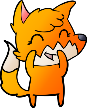 Bir insan tarafından çizilmiş mutlu çizgi film tilkisi.