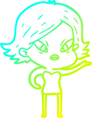 Bir insan tarafından çizilmiş soğuk gradyan çizgi çizimi stresli bir kadın