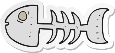 Bir insan tarafından çizilmiş balık kemiklerinin çıkartması.