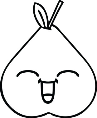 Bir insan tarafından çizilmiş yeşil bir armut çizimi.