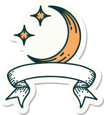 Bir ay bayrağı ve bir insan tarafından çizilmiş yıldızlı dövme stili.