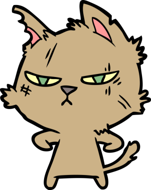 Bir insan tarafından çizilmiş sert çizgi film kedisi.