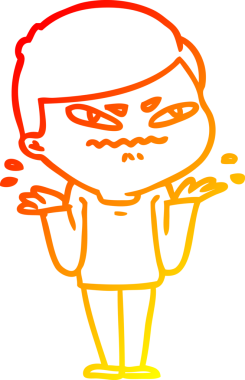 Bir insan tarafından çizilmiş, kızgın bir çizgi film karakteri.