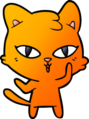 Bir insan tarafından çizilmiş çizgi film kedisi.