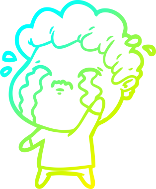 Bir insan tarafından çizilmiş ağlayan bir çizgi film karakteri çizimi.