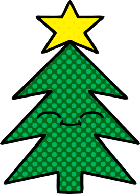 Bir insan tarafından çizilmiş bir Noel ağacının çizgi romanı.