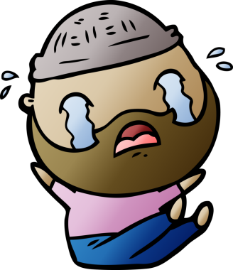 Çizgi film sakallı adam bir insan tarafından çizilmiş ağlıyor.