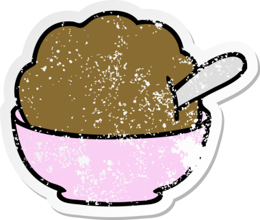 Garip bir el çıkartması çizilmiş çikolatalı dondurma bir insan tarafından çizilmiş.