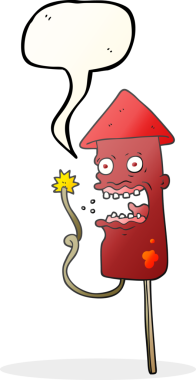 Serbest konuşma balonu karikatürü bir insan tarafından çizilmiş havai fişekler.