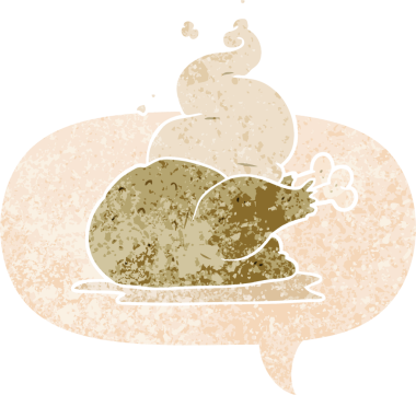 çizgi film tavuğu, konuşma baloncuğuyla pişirilmiş grunge dertli eski moda bir insan tarafından çizilmiş.