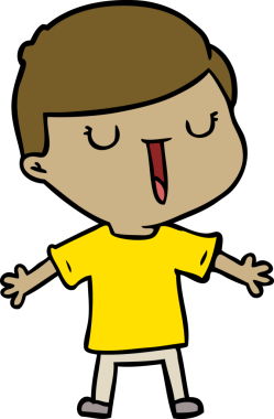 Bir insan tarafından çizilmiş mutlu çocuk çizgi filmi.