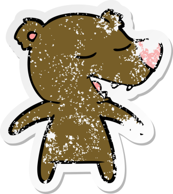 Bir insan tarafından çizilmiş karikatür ayısının sıkıntılı çıkartması.