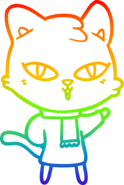 gökkuşağı gradyanı çizimi bir insan tarafından çizilmiş çizgi film kedisi