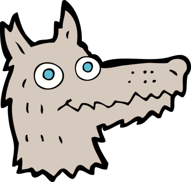 Bir insan tarafından çizilmiş bir kurt kafası.