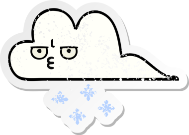 Bir insan tarafından çizilmiş tatlı bir karikatür kar bulutunun sıkıntılı çıkartması