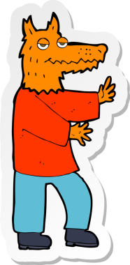 Bir insan tarafından çizilmiş bir tilkinin çıkartması.