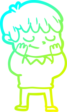 Bir çizgi film karakteri çizen soğuk çizgi bir insan tarafından çizilmiş mutlu çocuk.