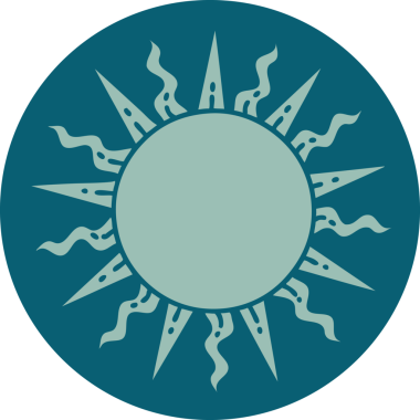 Bir insan tarafından çizilmiş bir güneşin ikonik dövme şekli