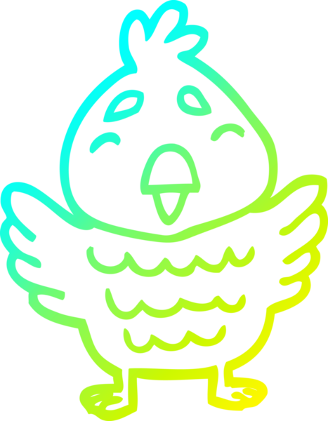 Bir insan tarafından çizilmiş mavi bir karikatür çizimi.