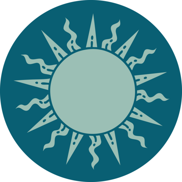 Bir insan tarafından çizilmiş bir güneşin ikonik dövme şekli