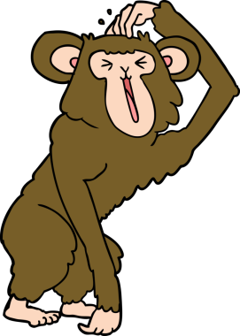 Bir insan tarafından çizilmiş şempanze kafası.