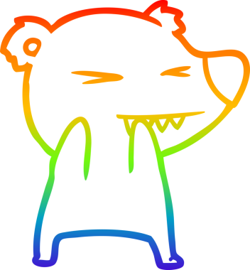 Bir insan tarafından çizilmiş kızgın ayı karikatürünün gökkuşağı gradyanı