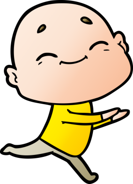 Bir insan tarafından çizilmiş mutlu, kel adam.